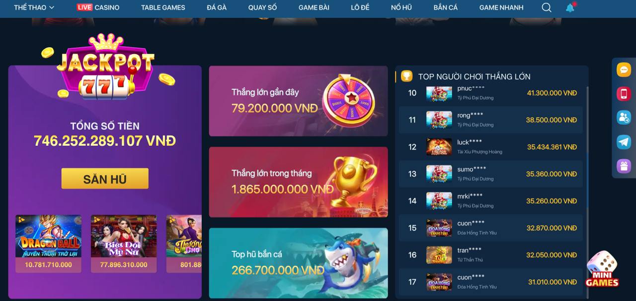 Ảnh chụp màn hình trò chơi jackpot trên ứng dụng FB88